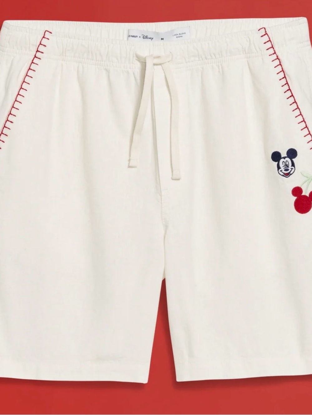NWT Old Navy White Mickey Embroidered Shorts